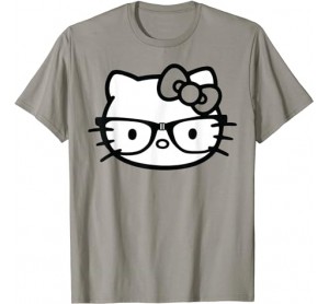 Hello Kitty Black and White Nerd Glasses Short Sleeve T-Shirt